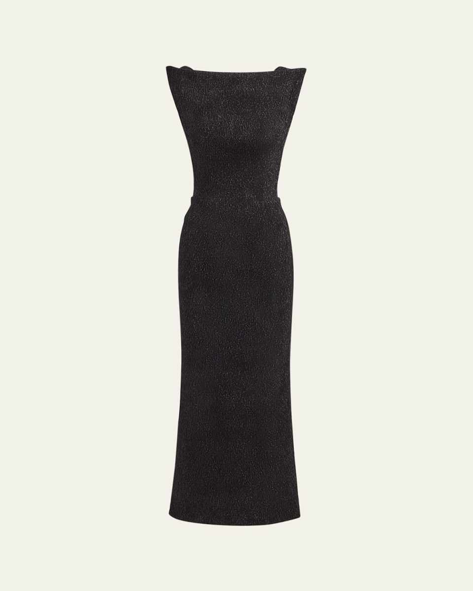 Metallic Structured Midi Dress